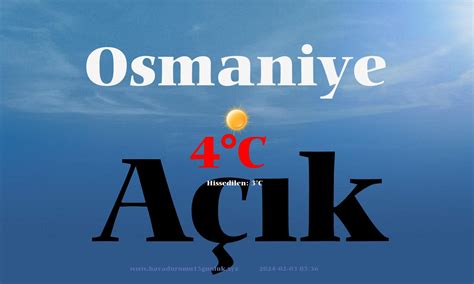 Osmaniye de 15 günlük hava durumu